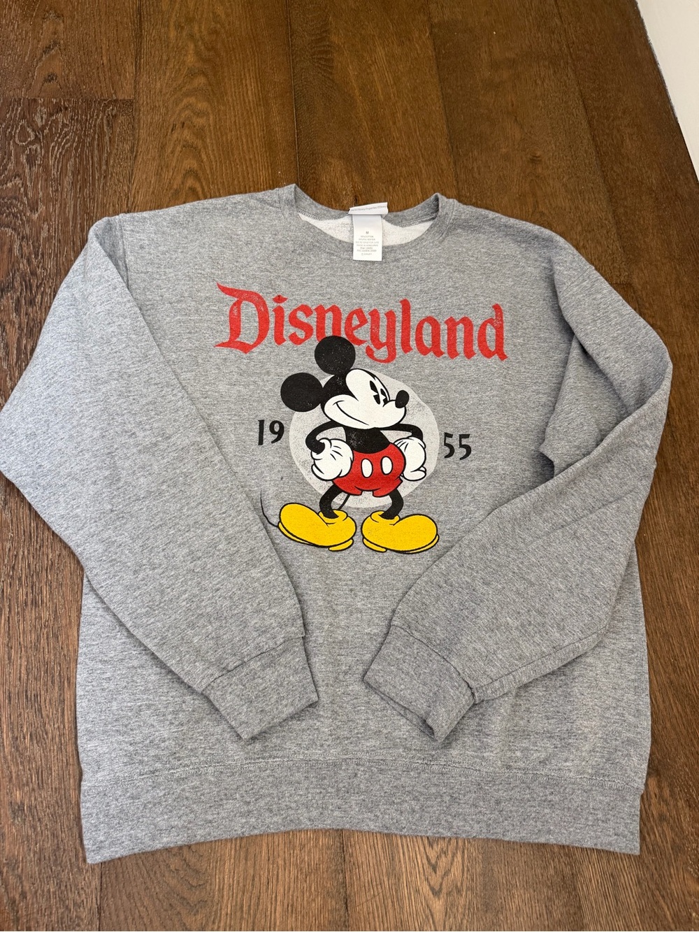 Disney Parks Grey Crewneck Sweatshirt with Red Disneyland Logo Sz M